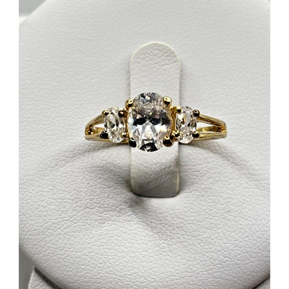 14k Yellow Gold CZ Band Eternity Ring Sz. 7.5 2.64G - Picture 1 of 10